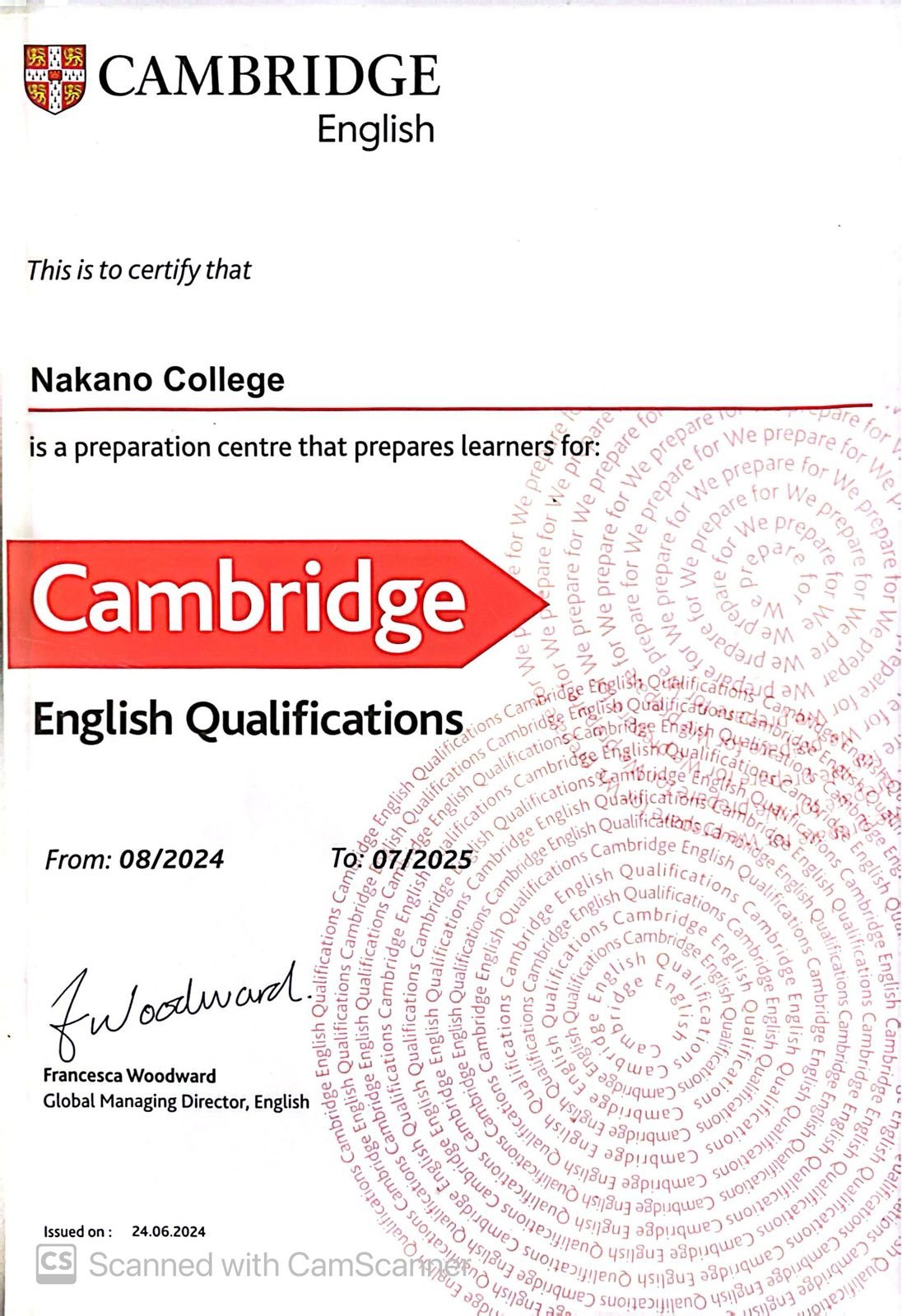 Cambridge English Qualifications &mdash; Nakano International College
